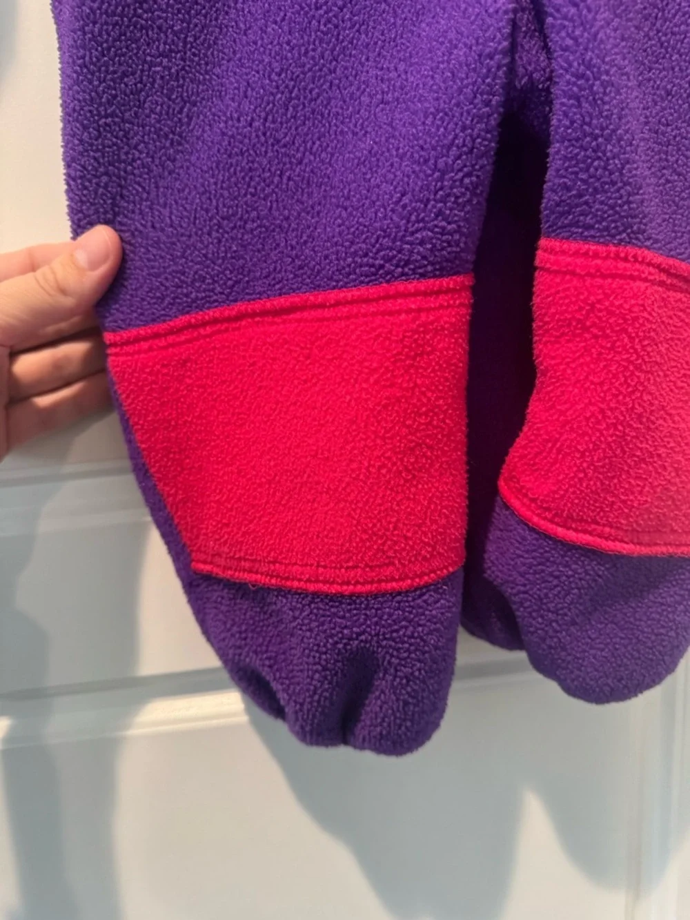 Vintage 80s Colorblock Fleece One Piece Pink & Purple Infant Size 6-12 Months